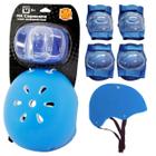 Kit Proteção Capacete Joelheiras Cotoveleiras Azul Dmtoys - Dm Toys