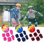 Kit Proteção Infantil Capacete Cotoveleira Joelheira Luvas Bike Patinete