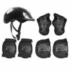 Kit Proteção Infantil Capacete Joelheira Cotoveleira Preta