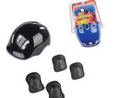 Kit Proteção Infantil Capacete Patins Skate Bicicleta COR:PRETO