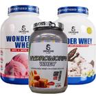 Kit proteínas demons lab: wonder whey 900g + wonderful whey 900g + hydromorph 900g