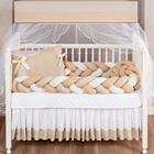 Kit Protetor Berço Trançado Completo Classic 2 Tranças 11 peças com almofada nó