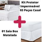 Kit Protetor Colchão Casal + 2 Capa Travesseiro Impermeável