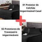 Kit Protetor Colchão Impermeável Casal +2 Capas Travesseiro