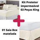 Kit Protetor Colchão King + 2 Capa Travesseiro Impermeável +