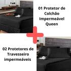 Kit Protetor Colchão Queen + 2 Capas Travesseiro Impermeável