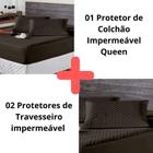 Kit Protetor Colchão Queen + 2 Capas Travesseiro Impermeável