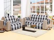 Kit protetor sofa 2 e 3 lugares tear 100% algodão xadrez preto cru