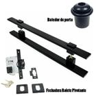 Kit puxador porta pivotante ( luma ) aço inox preto + fechadura rolete pivotante preto +batedor / amortecedor porta preto