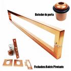 Kit puxador porta pivotante ( slin ) aço inox cobre + fechadura rolete pivotante cobre +batedor / amortecedor porta cobre