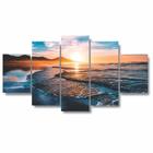 Kit Quadro Decorativo 115X60Cm Por Do Sol Mar Agua