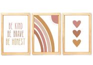 Kit Quadro Decorativo Infantil Boho Arco-íris Coração Frases