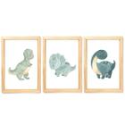 Kit Quadro Decorativo Infantil Dinossauro Aquarela 33x43