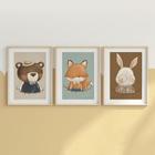 Kit Quadro Decorativo Infantil Floresta Boho Animais