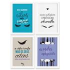 Kit Quadro Decorativo Maquiagem Frases Moldura Branca 4un 22