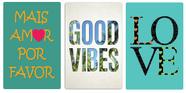 Kit Quadro Placas Decorativas - Love e Vibes