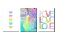 Kit Quadros Colorido florescente Minimalista Colorido Love e Coração