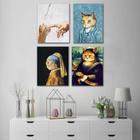 Quadro Decorativo moderno Pintura engraçada de um gato cinza - TenStickers