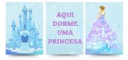 Kit Quadros Decoração 5 pçs Aqui Dorme Uma Princesa"