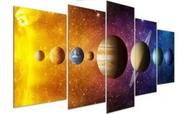 Kit Quadros Decoração 5 pçs planetas do sistema solar"