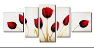 Kit Quadros Decoração 5 pçs tulipas vermelhas