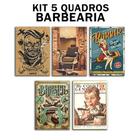 Kit Quadros Decorativos Barbearia Barbershop Cabelo 5 Quadros MDF 3mm 20x28cm