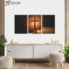 Kit Quadros Decorativos Cruz Religioso Luz 3 Peças 40x60 Mdf