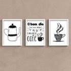 Kit Quadros Decorativos Moldura Vidro Cozinha Frases Café