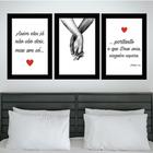 Kit Quadros Decorativos Quarto Casal Amor Versículo 3 Peças