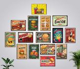 Kit Quadros Hamburgueria Lanchonete Retro Vintage 15 Peças