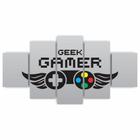 Kit Quadros Mdf Gamer Geek Controle Cinza Sala Quarto