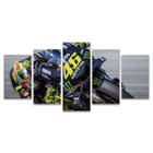 Quadro Tela Canvas Motos Corrida Preto Sport 75x50cm - Deliquadros