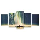 Kit Quadros Mosaico Portal Circular Luz Canoa Pintura Teen Espaço Mar Estrelas