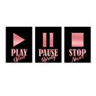 Kit Quadros Play Pause Stop com Detalhes em Acrílico Rose Premium