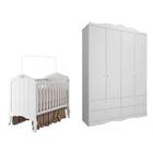 Kit Quarto de Bebê Berço e Guarda-Roupa 100% MDF Harmonia Encanto Permobili Baby Branco