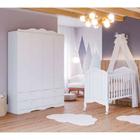 Kit Quarto de Bebê Berço e Guarda-Roupa 100% MDF Harmonia Encanto Permobili Baby Branco