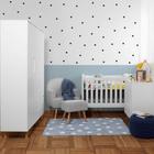 Kit Quarto Infantil Retrô Branco Fosco - Berço + Cômoda sem Porta + Guarda-Roupa + Poltrona