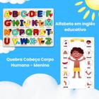 Kit Quebra Cabeça Encaixe Corpo Humano Menino e Alfabeto Abc Montessoriano