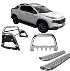 Kit Quebra Mato Estribo Chapa Santo Antônio Fiat Toro Cromado