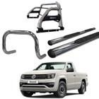 Kit Quebra Mato Estribo Oval Santo Antônio H2/Amarok CS Cromado