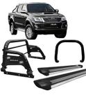 Kit Quebra Mato Estribo Personalizado Santo Antônio H3 Hilux Preto