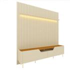 Kit Rack com pés de Ferro Supremo 218 e Painel Nobre Off White com Naturale - Gelius Móveis
