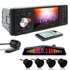 Kit Rádio C/ Tela + Câmera Ré + Sensor Ré Preto Fosco Emborrachado Meriva 2008 2009 2010 2011 2012 USB Bluetooth