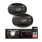 Kit Radio Mp3 Fm Usb Aux + Par Falante 6x9 Prime Carro Som