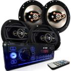 Kit Rádio Mp3 Som Automotivo + Par Alto Falante Quadriaxial 6 Pol 160w E 6x9 Pol 260w