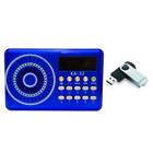 Kit Rádio Recarregável Bluetooth Portátil FM Usb Mp3 Sd Antena Azul Com Pen Drive 32GB P/ Musicas Usb 2.0 Rapido