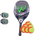 Kit Raquete Beach Tennis Carbono 12K Profissional + 06 Bolas - CAMEWIN