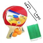 Kit Raquetes para Ping Pong com Suporte + Rede + 3 Bolinhas Bel