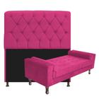 Kit Recamier Sofá Calçadeira Divã Félix 160 cm e Cabeceira Estofada Lady 160 cm Para Cama Box Queen Size Suede Pink - AM Decor - Amarena Decor