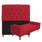 Kit Recamier Sofá Calçadeira Divã Félix 160 cm e Cabeceira Estofada Lady 160 cm Para Cama Box Queen Size Suede Vermelho - AM Decor